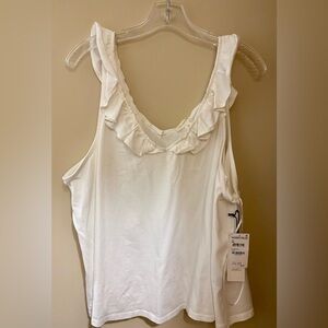 Brand New Nordstrom Treasure & Bond Ruffled White Tank 1X